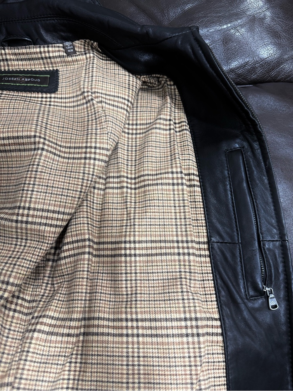 Joseph Abboud Black Leather Bomber Jacket - Picture 4 of 7